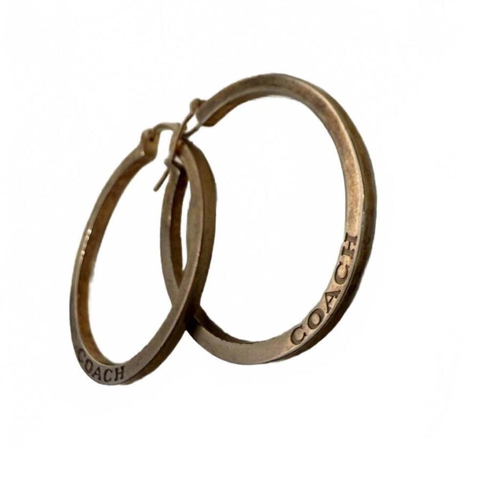 Auth Coach Gold Hoop Earrings- GUC - Picture 3 of 4